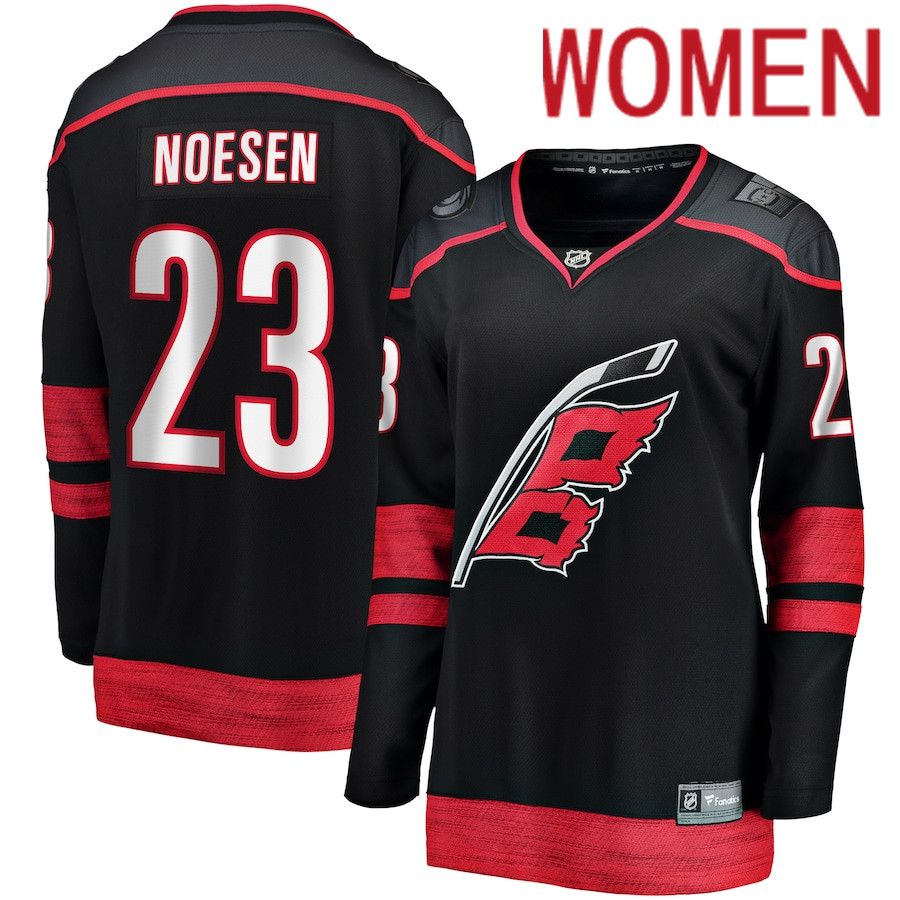 Women Carolina Hurricanes #23 Stefan Noesen Fanatics Branded Black Home Breakaway Player NHL Jersey